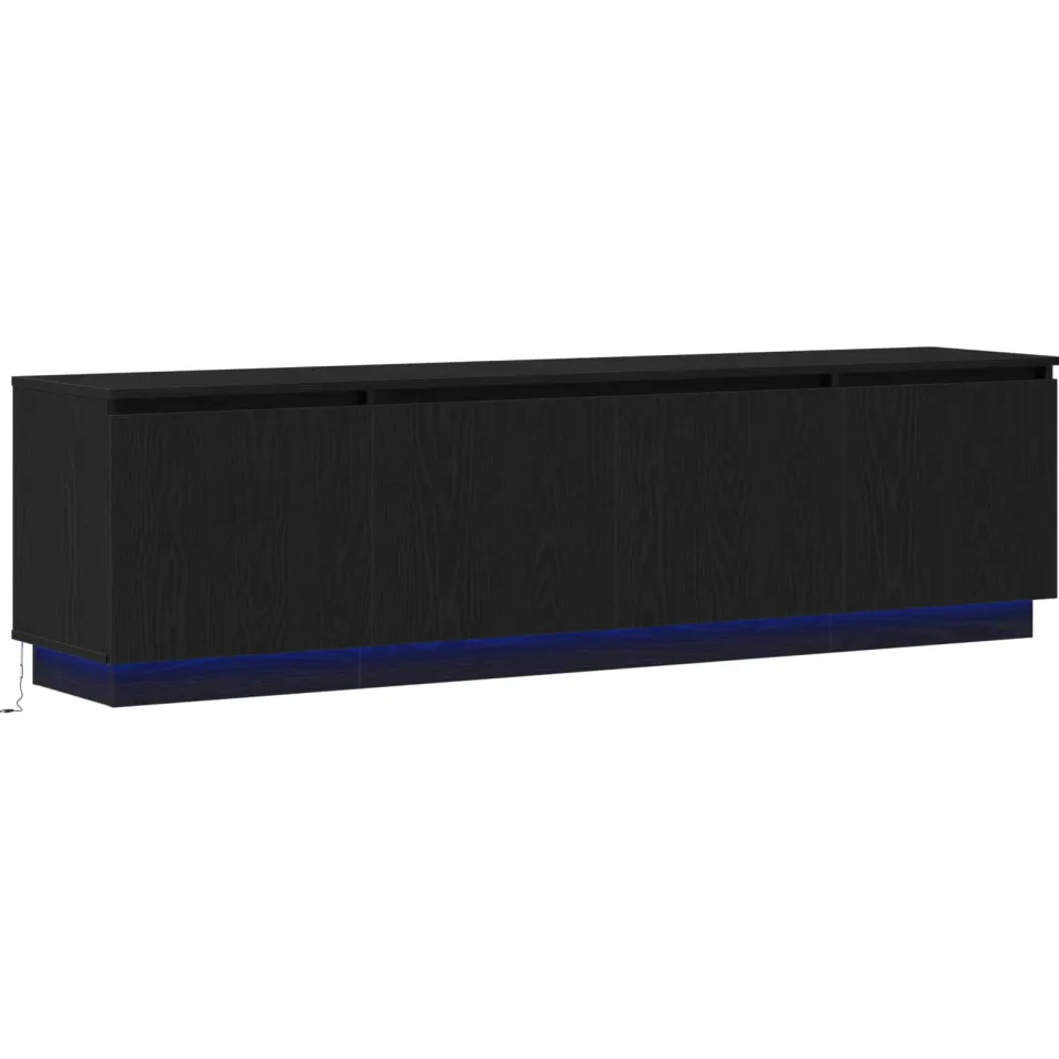 vidaXL TV-kast 180 x 38 x 49 cm Zwart Eiken Bewerkt hout