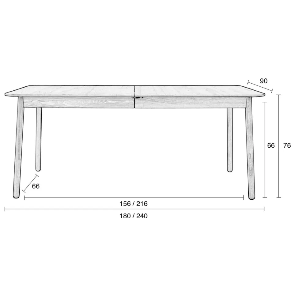 Zuiver verlengbare eetkamertafel Glimps (180/240x90 cm) naturel, foto 2