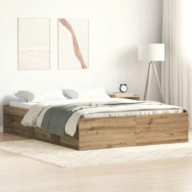 vidaXL Bedframe zonder matras spaanplaat artisanaal eikenkleurig Bruin