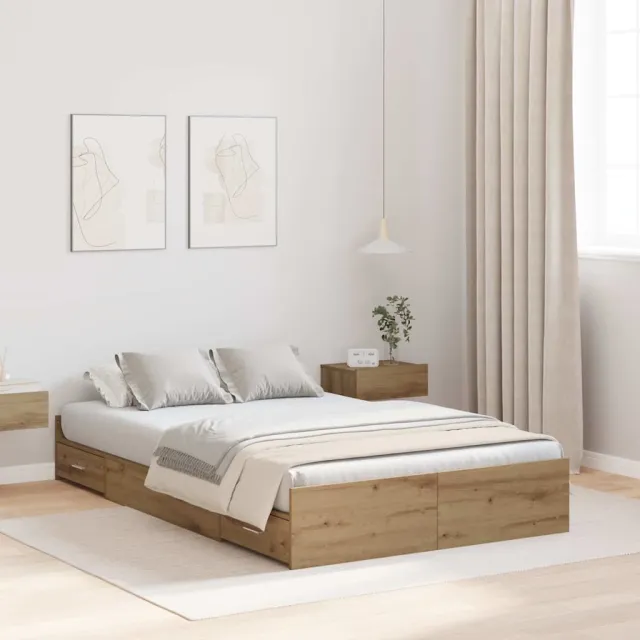 vidaXL Opbergbedframe met lade Artisan Eiken 120 x 190 cm Bewerkt hout Bruin