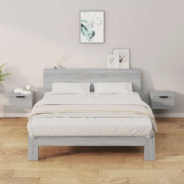 vidaXL Nachtkastjes 2 st wandgemonteerd 34x30x20 cm grijs sonoma eiken, foto 2