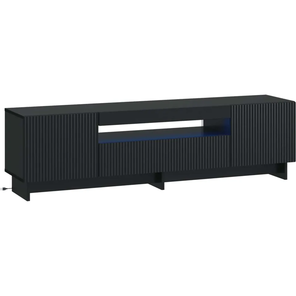 vidaXL LED tv-meubel EDE 153 x 35 x 43 cm Zwart Bewerkt hout