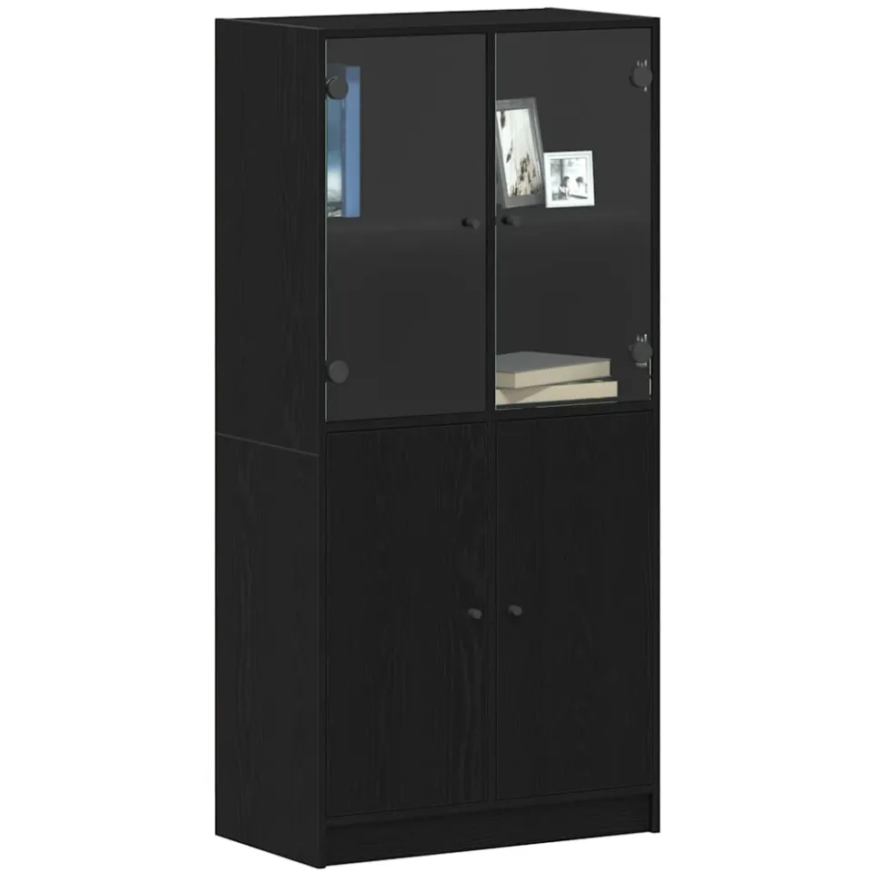 vidaXL Hoge kast Zwart Eiken 68 x 37 x 142 cm