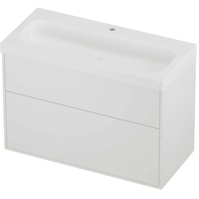 Proline Haga Badmeubelset Polystone Mezza 1 Kraangat Voor Grepen 100x46x73 cm Mat Wit Mat White