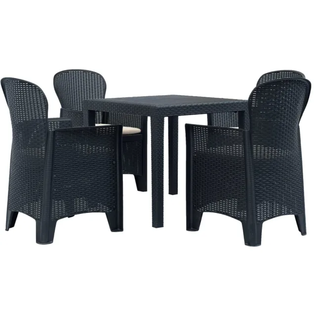 vidaXL 5-delige Tuinset rattan-look kunststof antraciet, foto 2