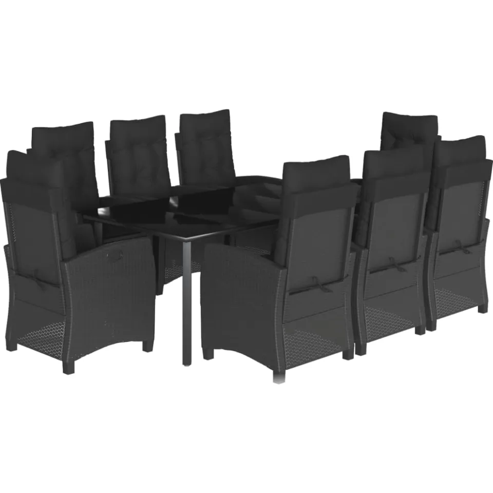 vidaXL 9-delige Tuinset poly rattan zwart, foto 3