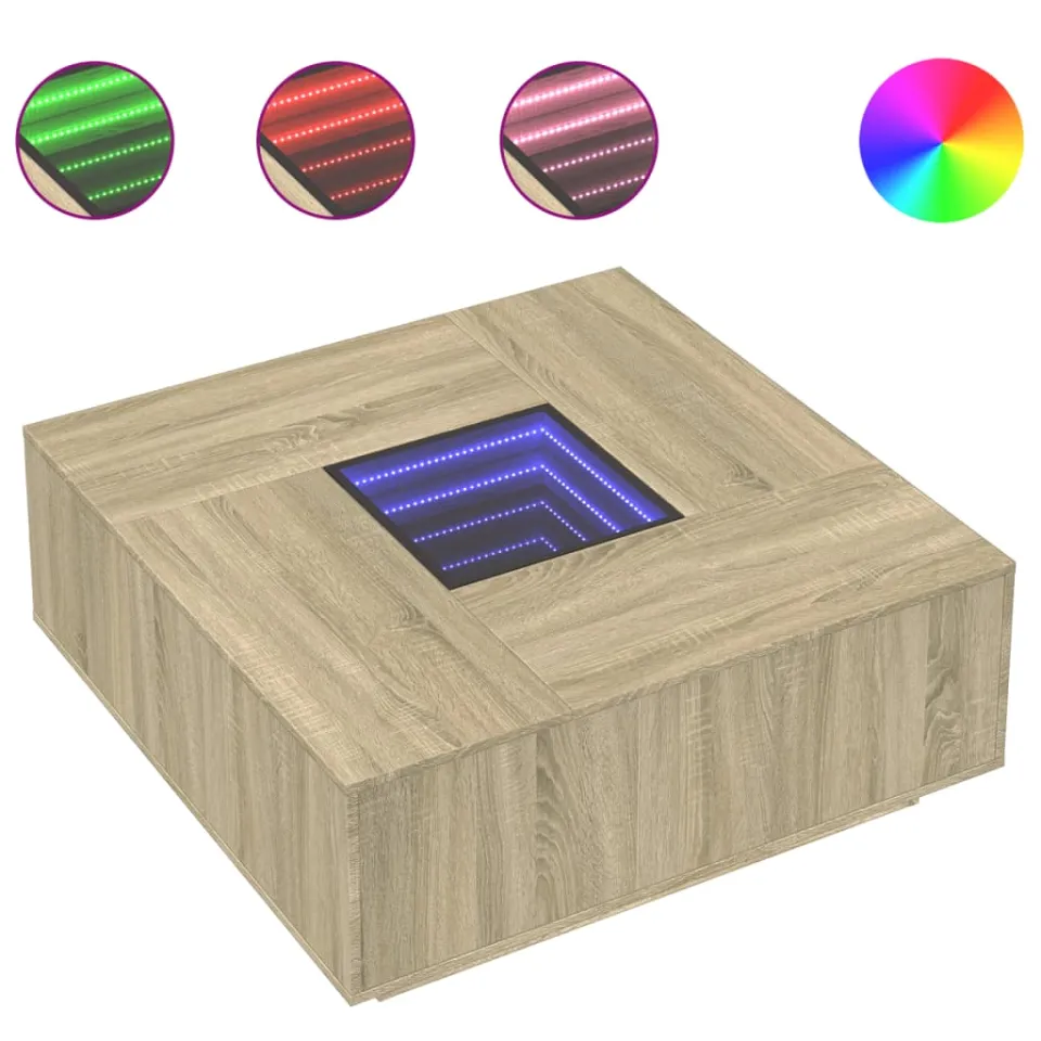 vidaXL Salontafel met Infinity LED 100x100x40 cm sonoma eikenkleurig