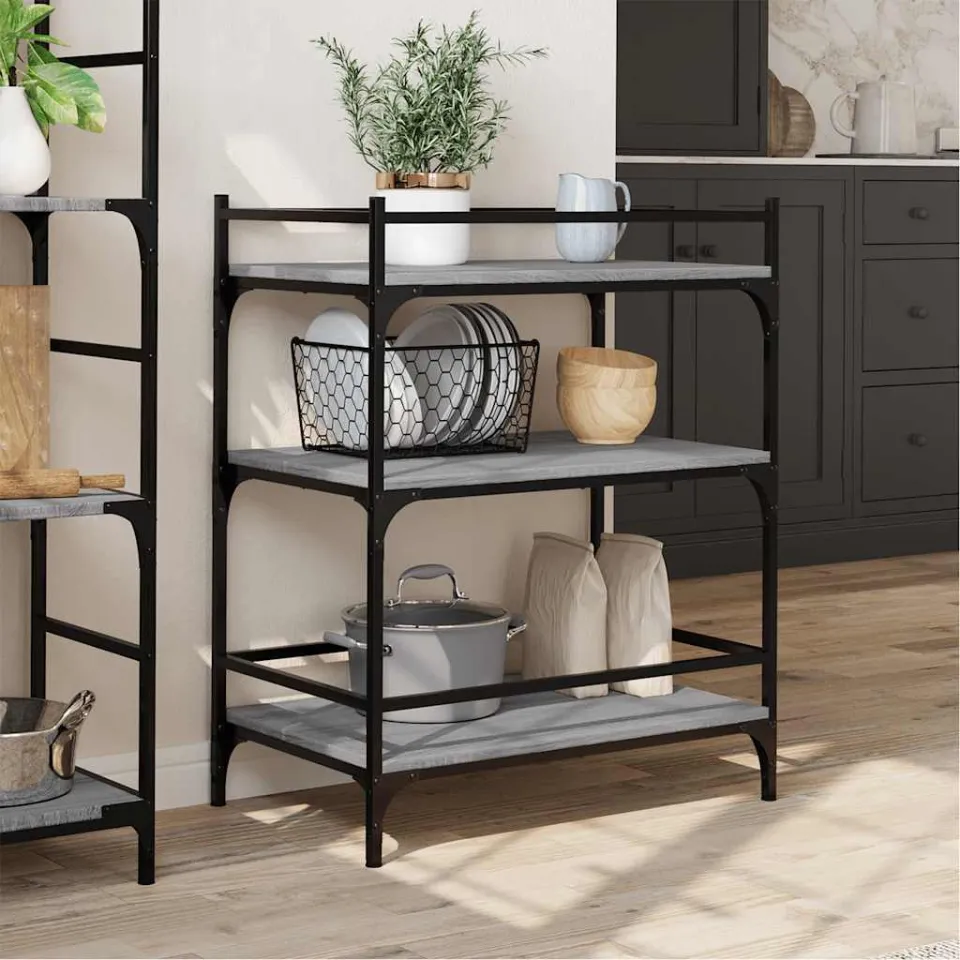 vidaXL Keukentrolley 65x40x86,5 cm bewerkt hout grijs sonoma eiken, foto 4