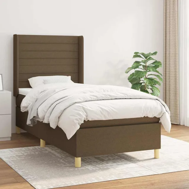 vidaXL Boxspring met matras stof donkerbruin 100x200 cm bruin