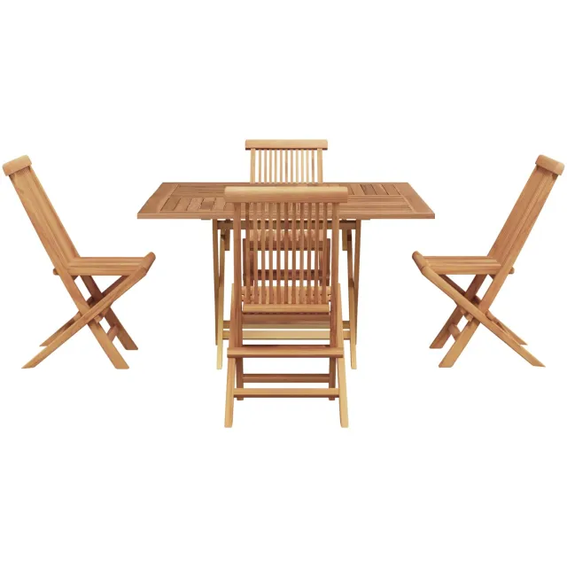 vidaXL Tuin eettafelset Bruin Massief Teak Hout