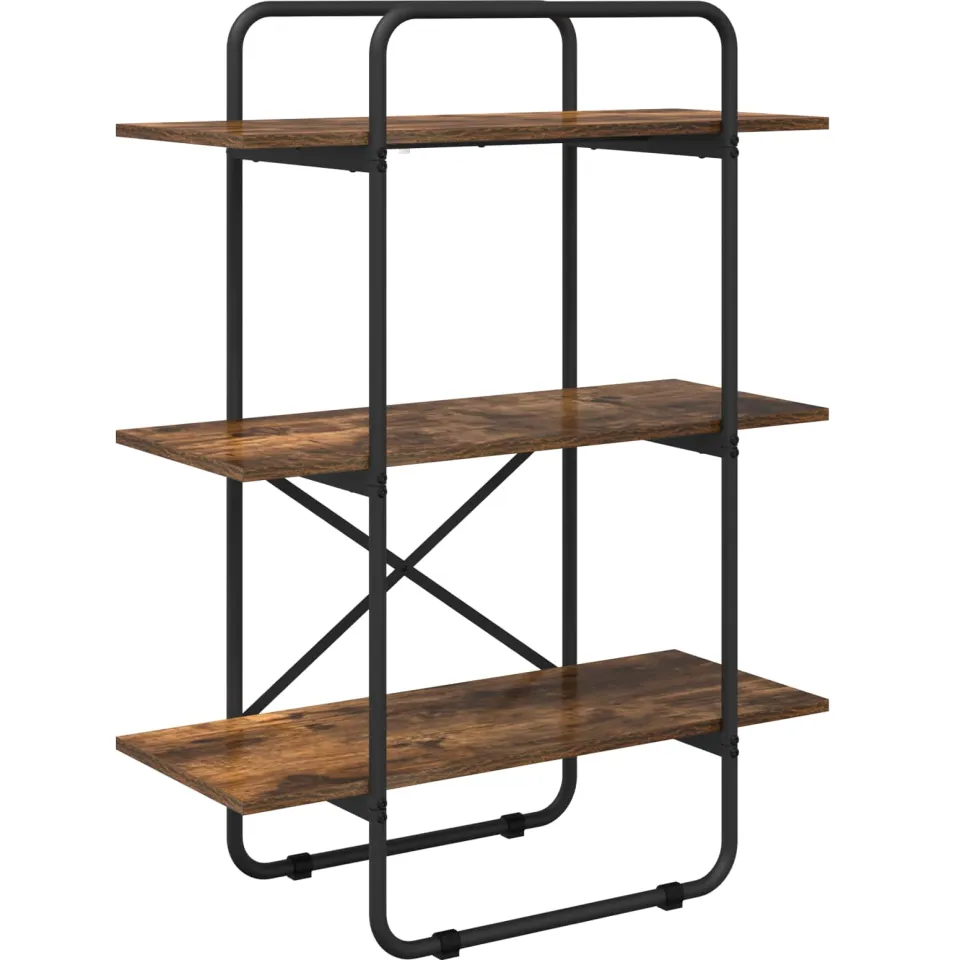 vidaXL Boekenrek 3-laags 60 x 35 x 105 cm PB Gerookt eiken, foto 3