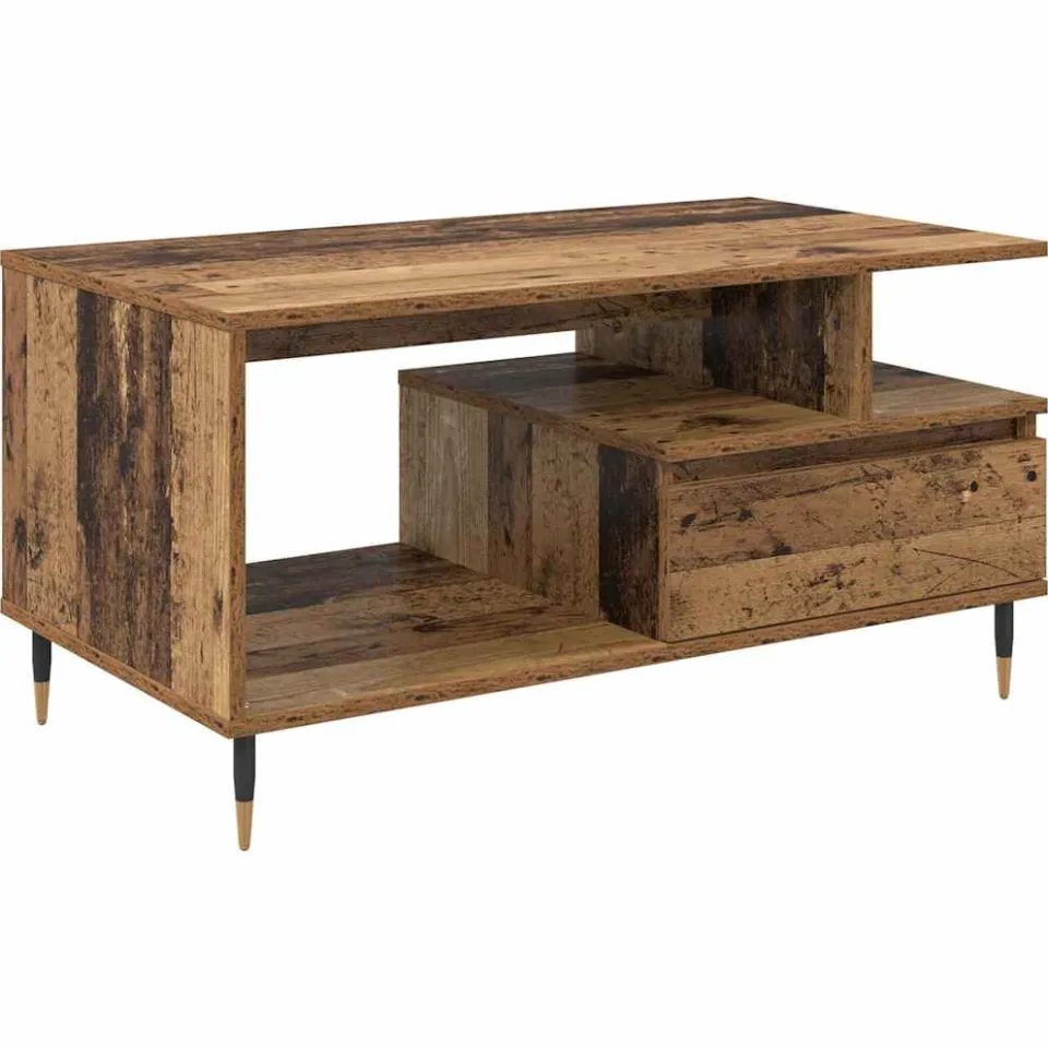 vidaXL Salontafel Oudhout 90 x 49 x 45 cm Bewerkt hout bruin, foto 3