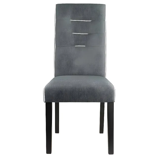 Vente-unique Set van 2 stoelen GABELLE - Stof en poten van heveahout - Grijs