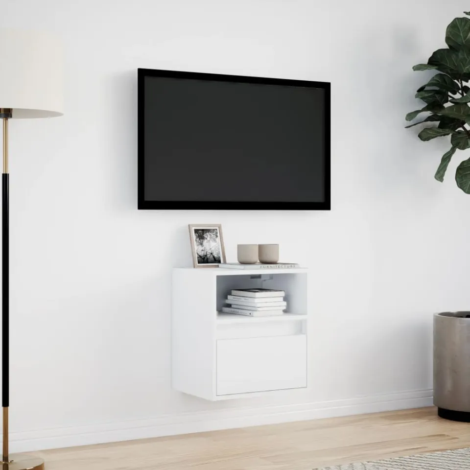 vidaXL Tv-wandmeubel met LED-verlichting 41x31x45 cm wit, foto 2