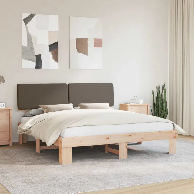 vidaXL Bedframe met Gevoerd Hoofdgedeelte Taupe 200 x 200 cm