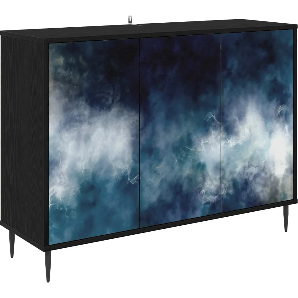 vidaXL Dressoir RAALTE Zwart eiken 102 x 33 x 76 cm Bewerkt hout, foto 3