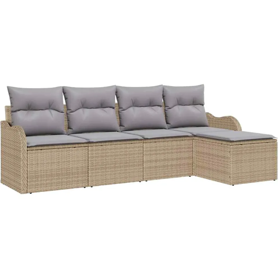 vidaXL Tuin Sofa Set 5 st Beige en Licht Grijs poly rattan