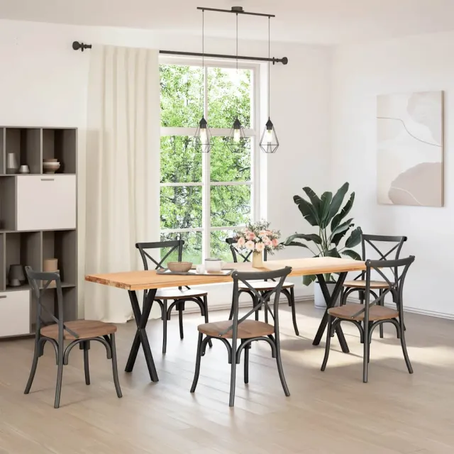 vidaXL Eettafelpoten 2 st X-vormig 57x(72-73) cm staal naturel Bruin