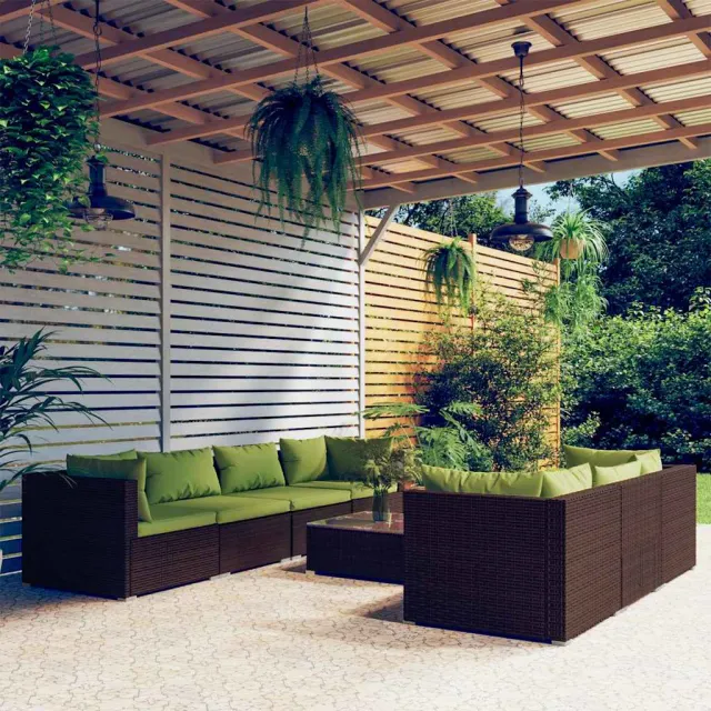vidaXL 8-delige Loungeset met kussens poly rattan bruin, foto 2
