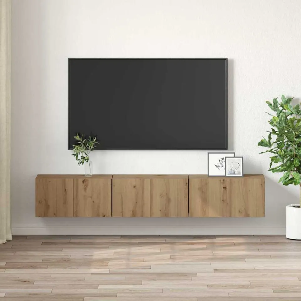 vidaXL Tv-meubelset 3 st Bruin Bewerkt hout, foto 4