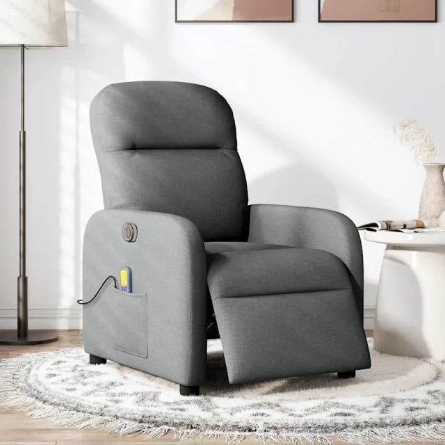 vidaXL Massagestoel elektrisch verstelbaar stof donkergrijs