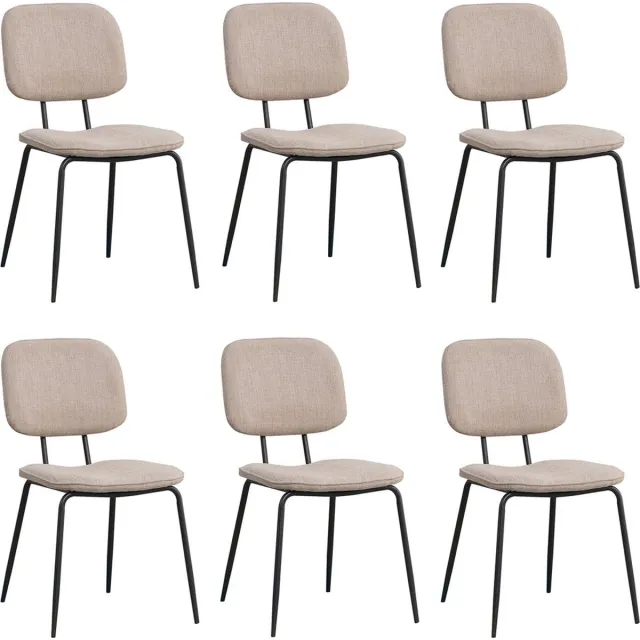 Bronx71 Scandinavische eetkamerstoel Ivar gerecyclede stof taupe - Eetkamerstoelen set van 6 - stoel