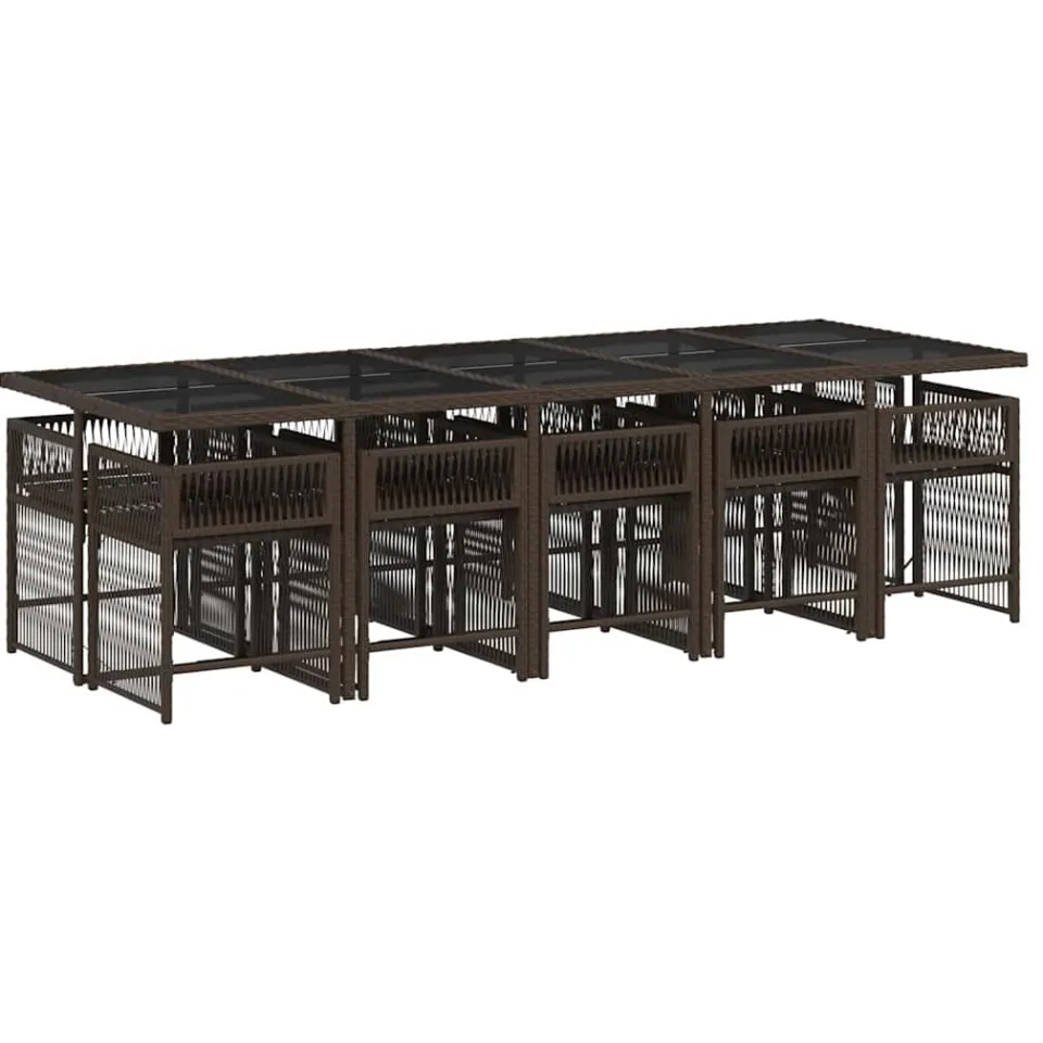 vidaXL 11-delige Tuinset met kussens poly rattan bruin, foto 4