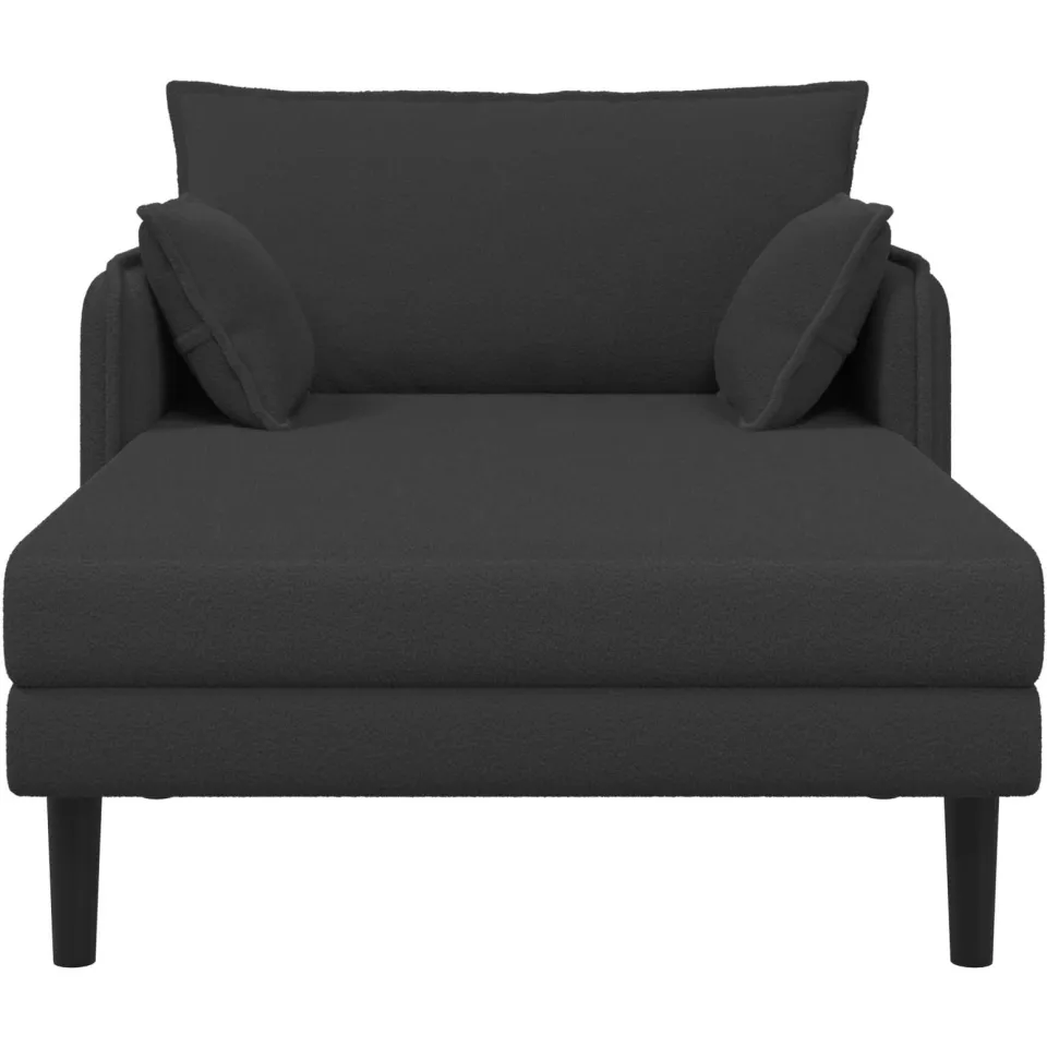 vidaXL Grote chaise longue Donkergrijs Bouclé