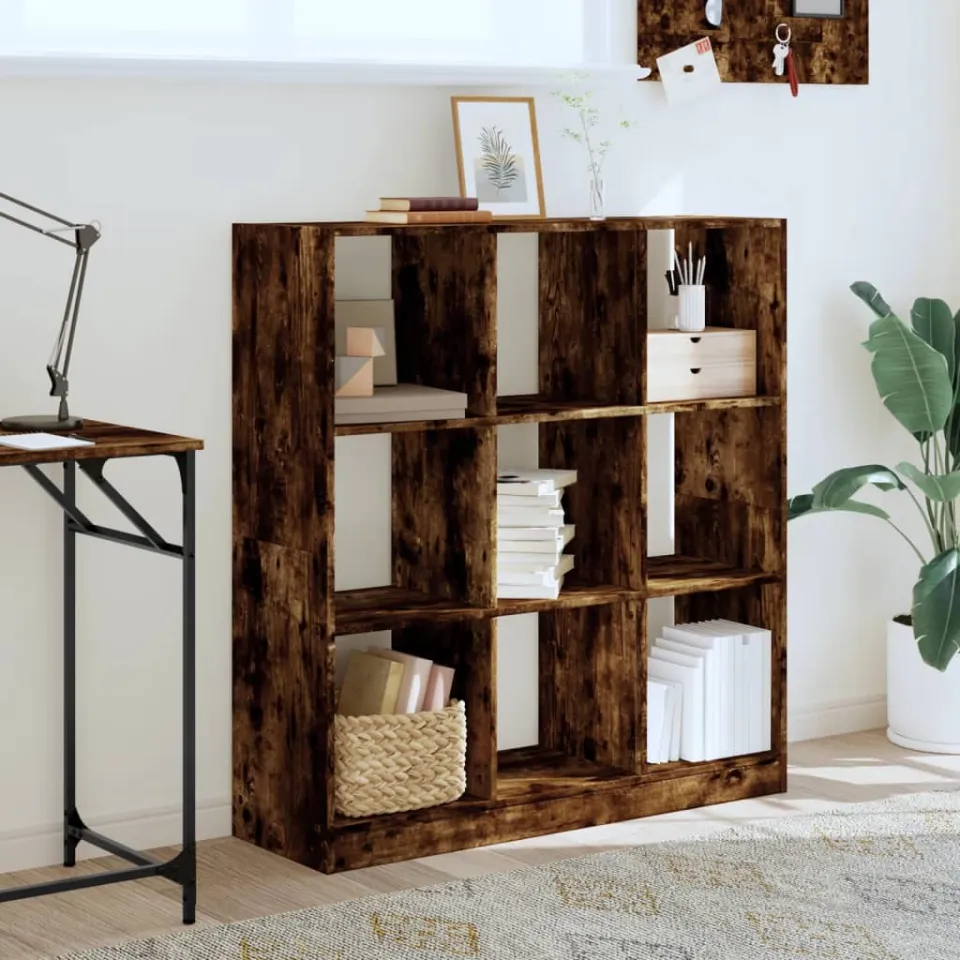 vidaXL Boekenkast 102x32x108 cm bewerkt hout gerookt eikenkleurig, foto 2