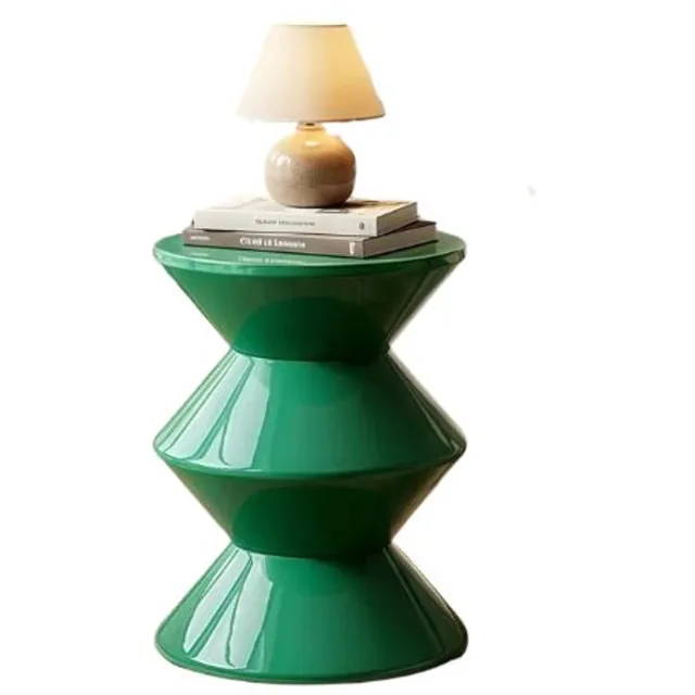 emvae Salontafel - Bijzettafel - Nachtkastje - Tafel - Koffietafel - Kunststof - Groen - Zandlopermodel - 36 x 36 x 45 cm