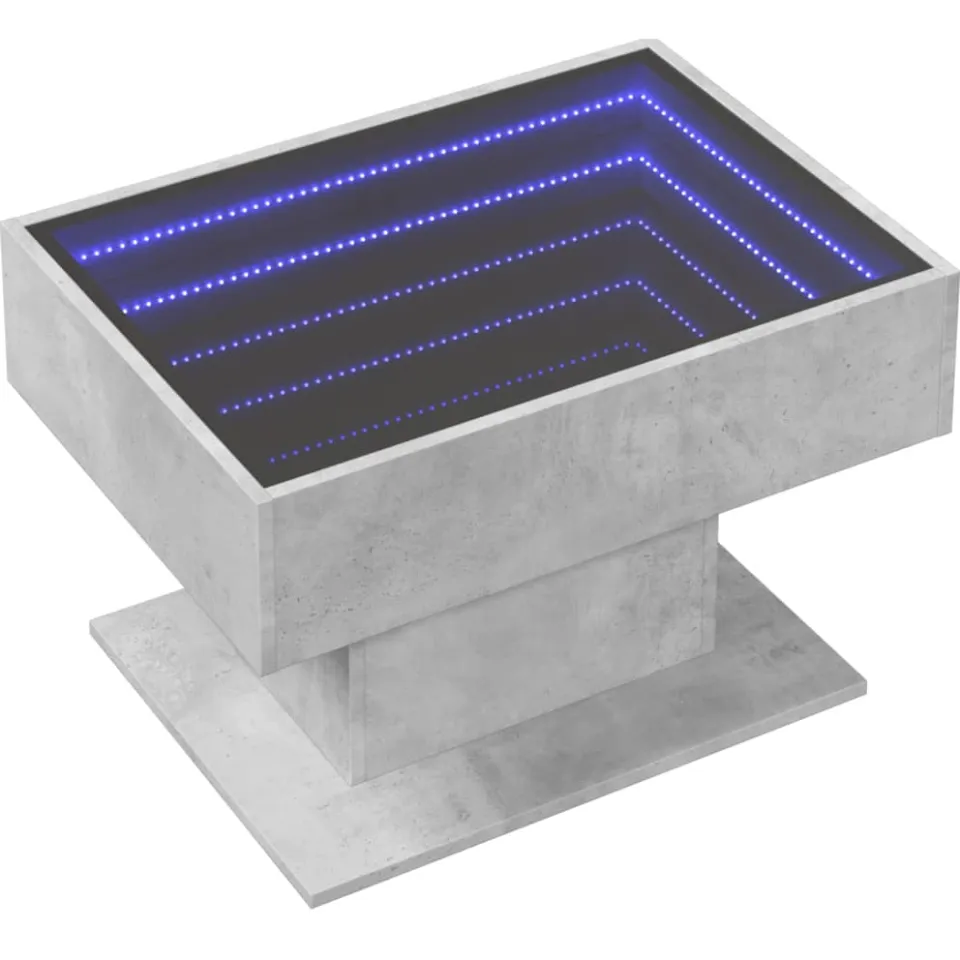 vidaXL Salontafel met LED 70x50x45 cm bewerkt hout betongrijs