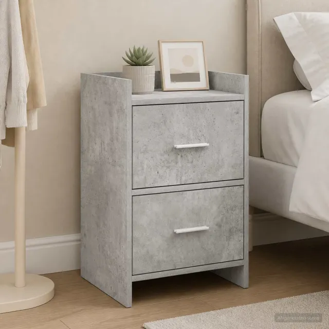 vidaXL Nachtkastjes 2 st Betongrijs 40 x 30 x 60 cm Bewerkt hout grijs, foto 4