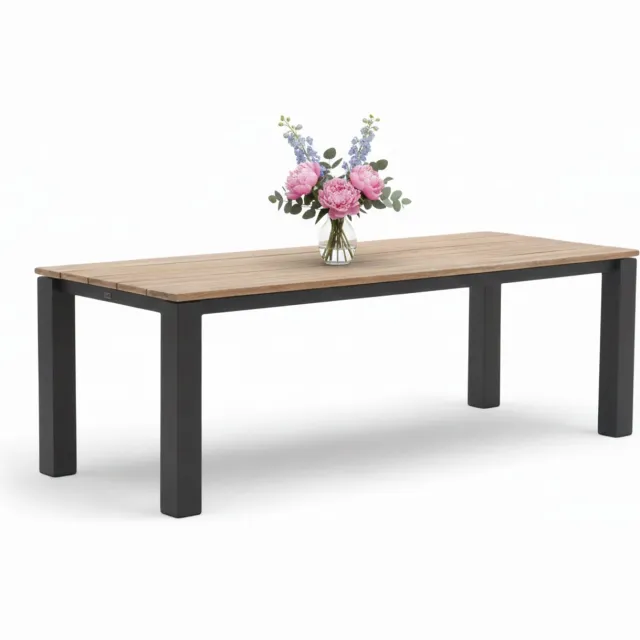 Belito Luuk Dining Tuintafel 240 x 90 cm - Aluminium en Teakhout Antraciet