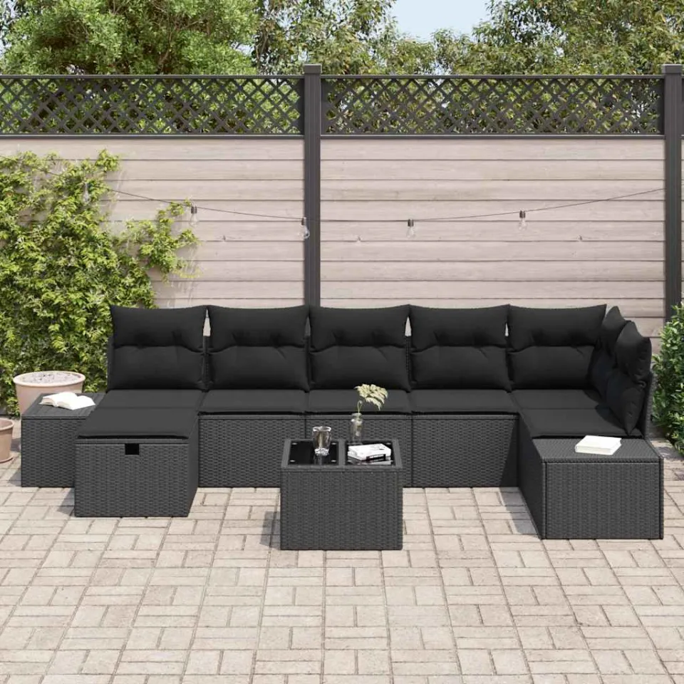 vidaXL Tuin Sofa Set 8 st Zwart poly rattan, foto 3