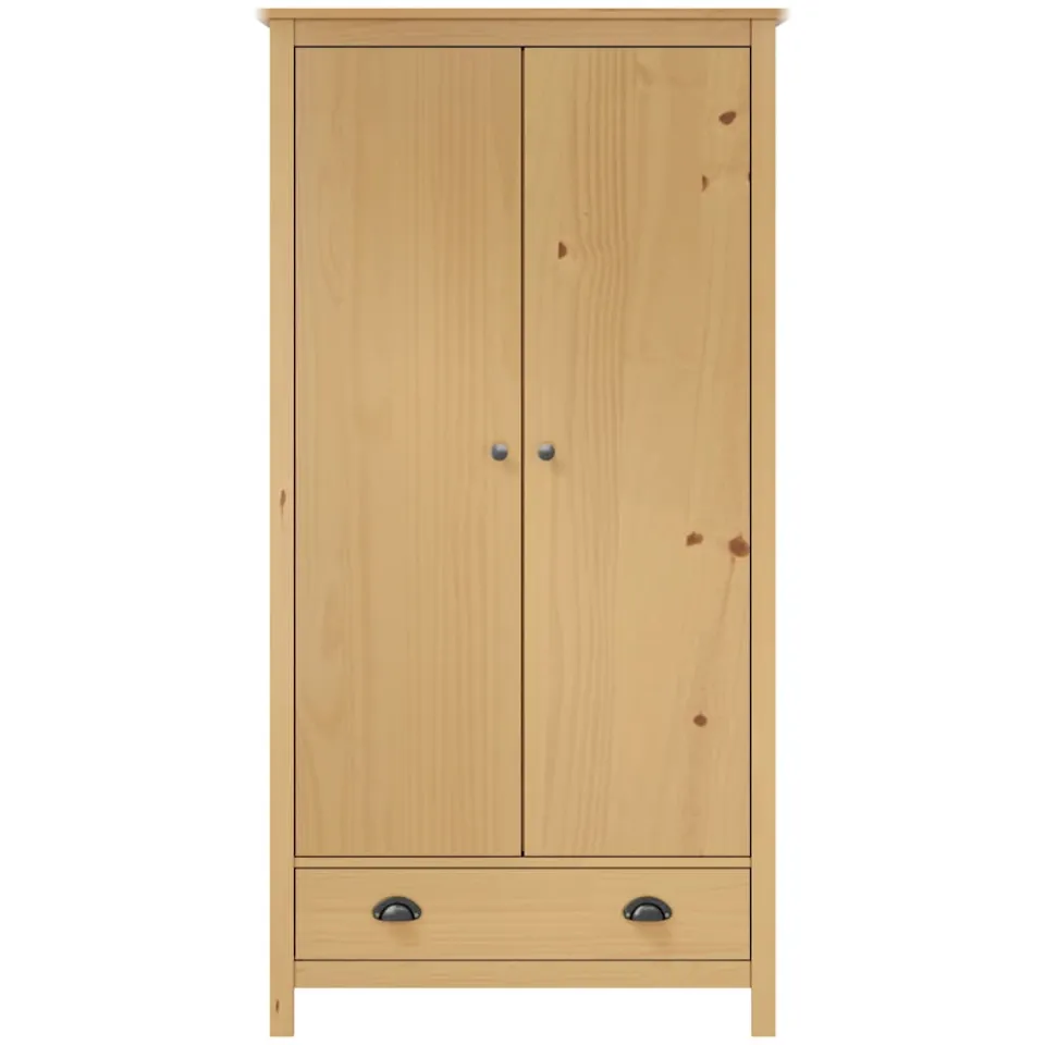 vidaXL Kledingkast Hill 2 deuren 89x50x170 cm massief grenenhout bruin, foto 2