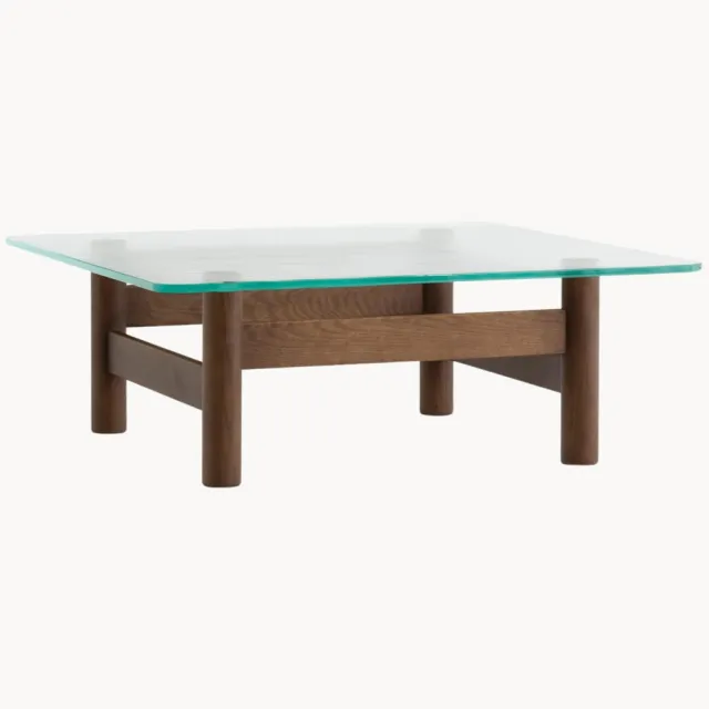 Audo Copenhagen Salontafel Brasilia van eikenhout met glazen tafelblad Transparant