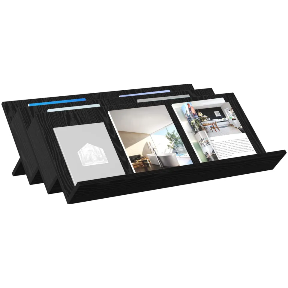 vidaXL Tijdschrift Rek Zwart Eiken 90 x 53 x 28,5 cm Bewerkt hout