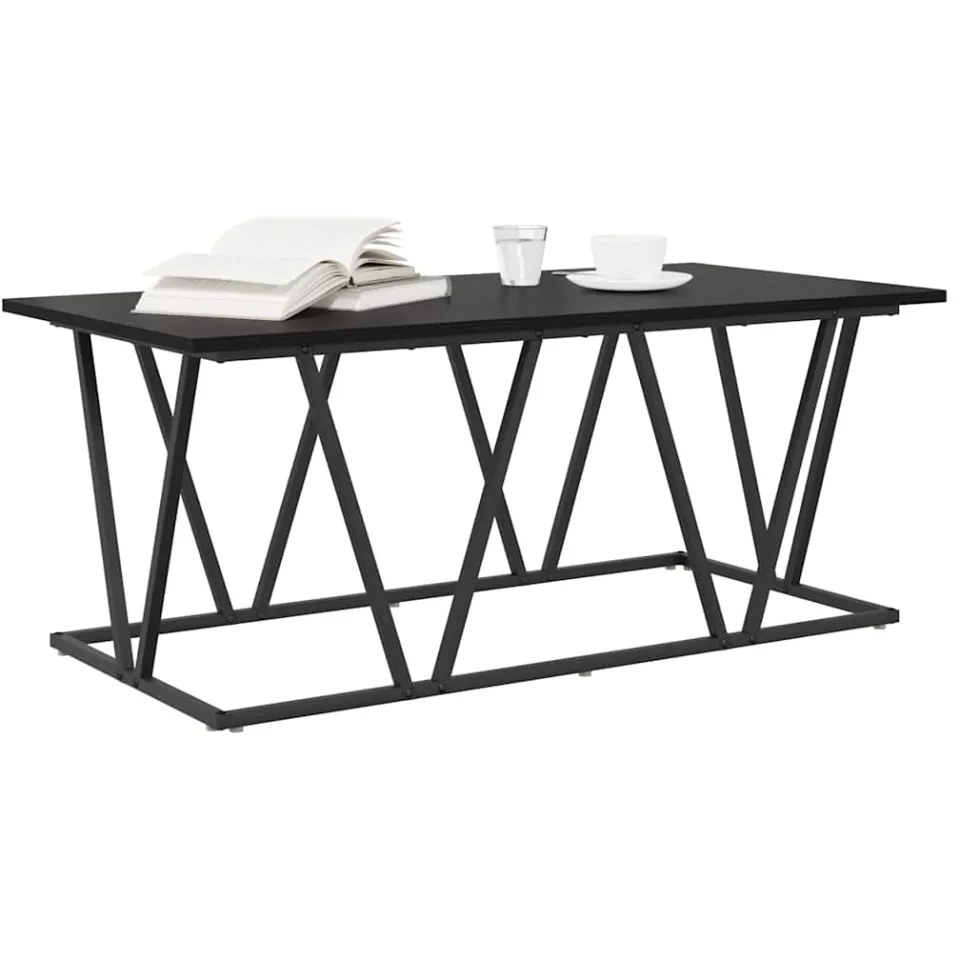 vidaXL Salontafel Zwart Eiken 100 x 50 x 40 cm Bewerkt hout en metaal