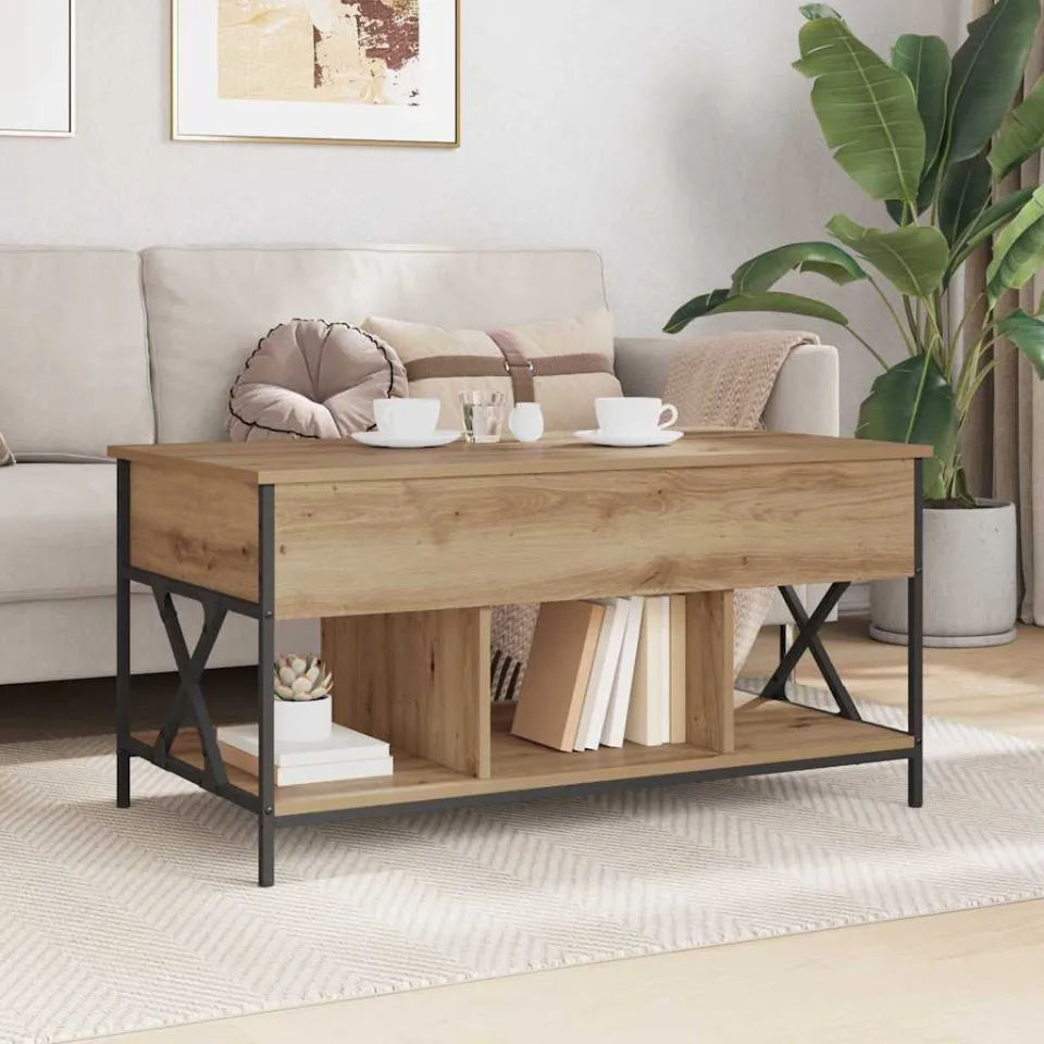 vidaXL Salontafel Artisan Eiken 100 x 55 x 48.5 cm Bewerkt hout, foto 4