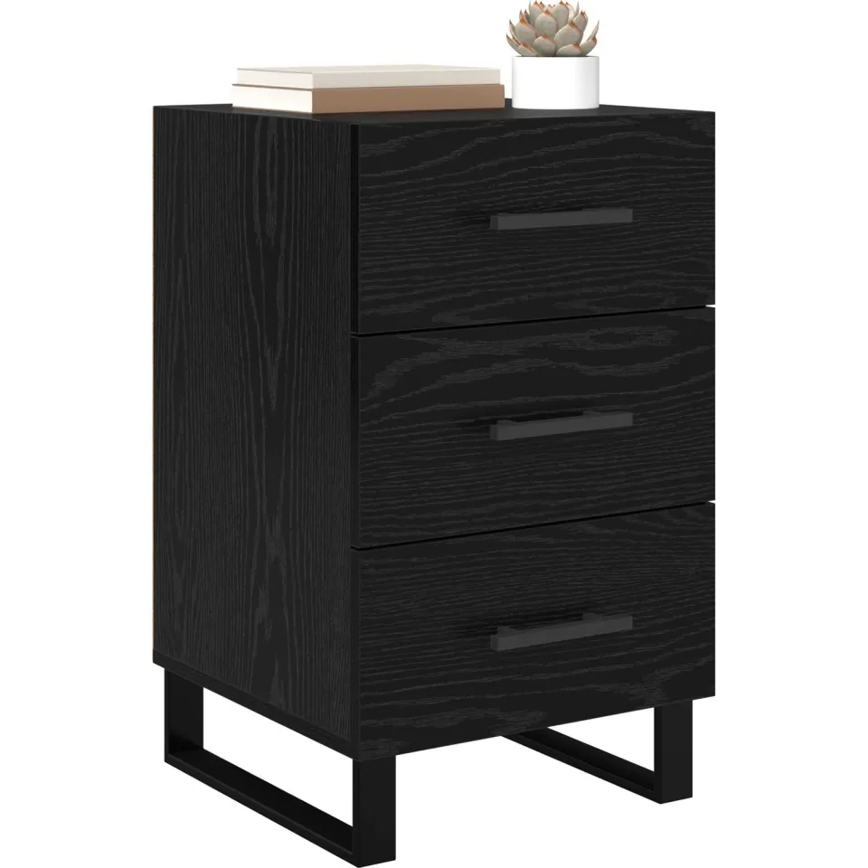 vidaXL Nachtkastje Zwart Eiken 40 x 40 x 66 cm Bewerkt hout