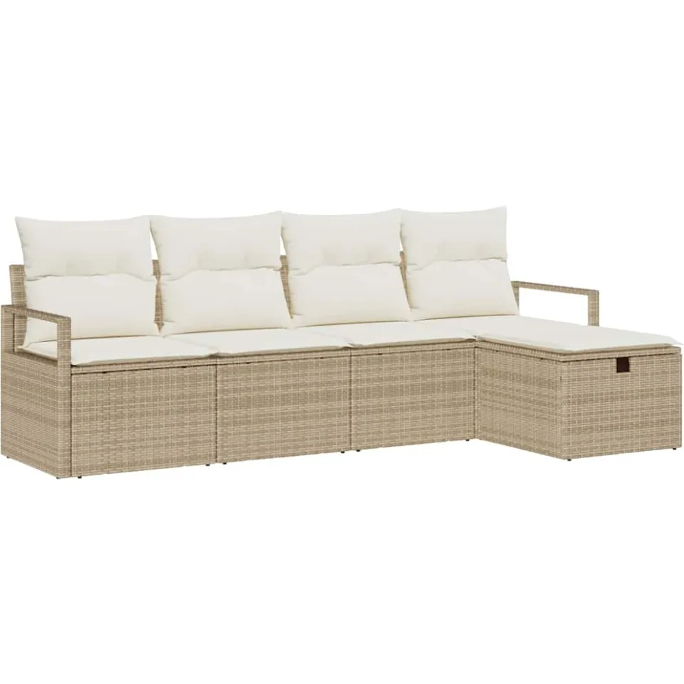 vidaXL Tuin Sofa Set 5 st Beige poly rattan