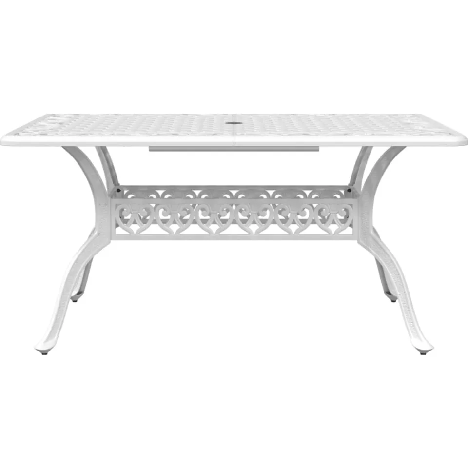 vidaXL Tuintafel 150x90x72 cm gietaluminium wit, foto 4