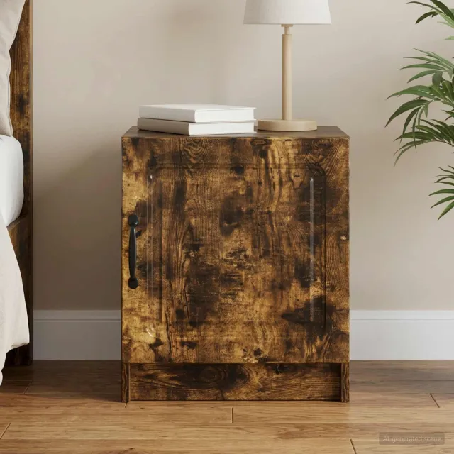 vidaXL Nachtkastje Gerookt eiken 43 x 34,5 x 47 cm Bewerkt hout Bruin