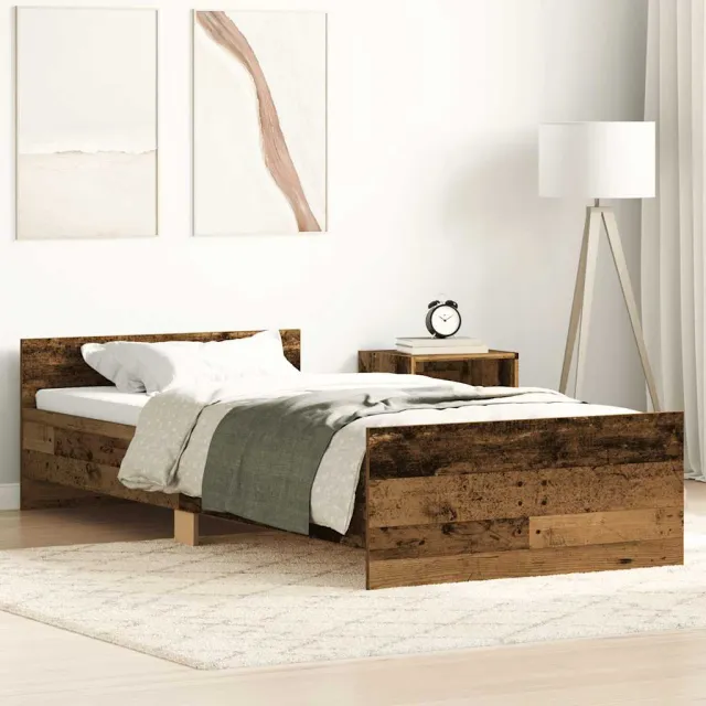 vidaXL Bedframe zonder matras 100x200 cm bewerkt hout oud hout bruin