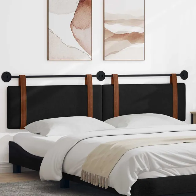 vidaXL Hangend hoofdbord Zwart Antiek PU