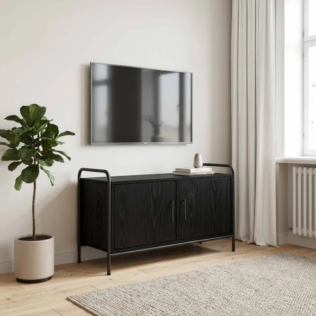 vidaXL Tv-meubel 79,5 x 33 x 50 cm Zwart eiken Bewerkt hout