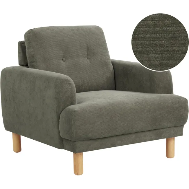 Beliani TUVE - Fauteuil - Donkergroen - Corduroy