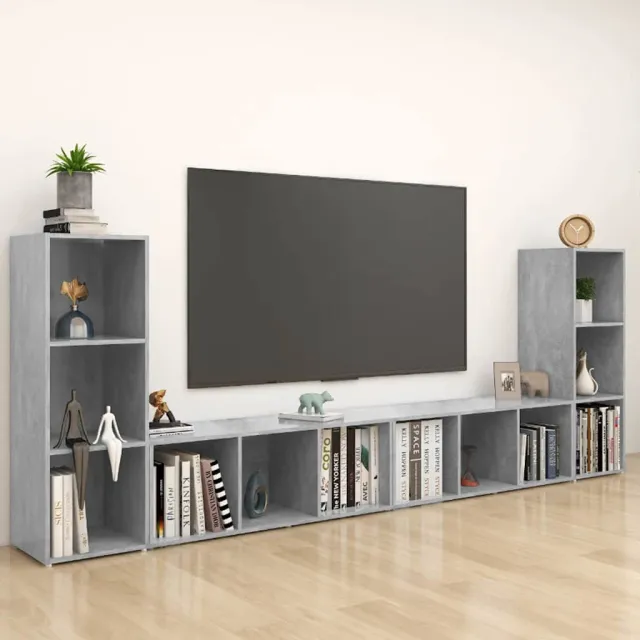 vidaXL Tv-meubelen 4 st 107x35x37 cm bewerkt hout betongrijs