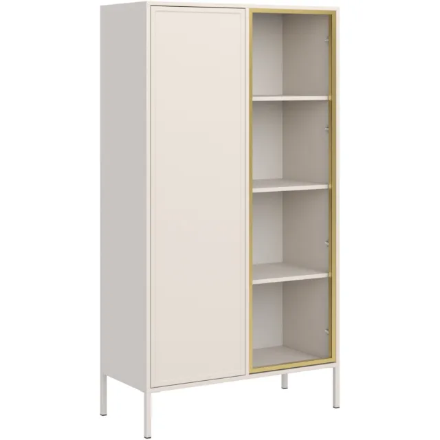 Selsey Velveto – Vitrinekast 2 deuren – met glazen front – kasjmiergrijs – 90 cm