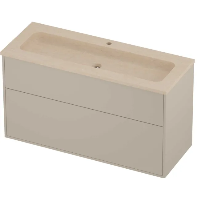 Proline Rollo Badmeubelset Hardsteen Elegant 1 Kraangat 120x46x67 cm Sand Stone Soft Linen Beige